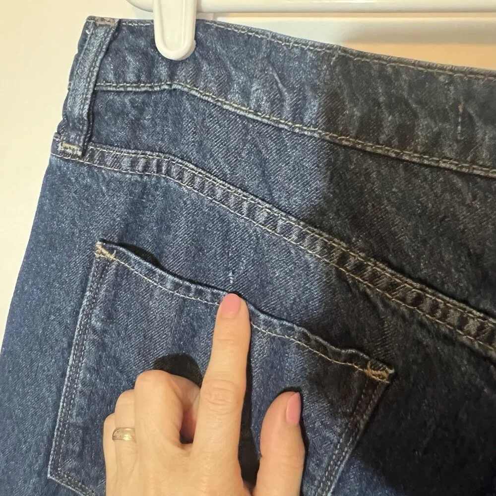 Hudson Anthropologie Women Jeans Holly Wide‎ Leg Cropped Size 32 Blue Denim Zip - Picture 12 of 16